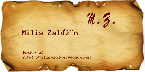 Milis Zalán névjegykártya
