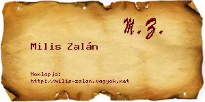 Milis Zalán névjegykártya